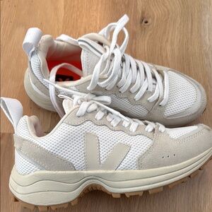 Veja White and Cream Sneakers